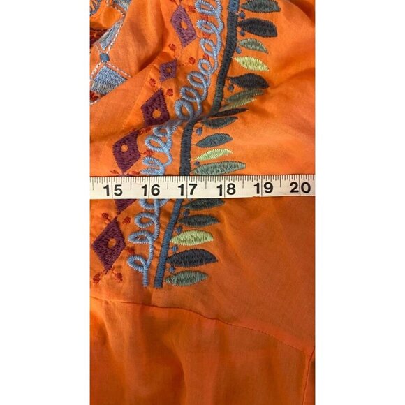 Biya Johnny Was Coral 100% Cotton Embroidered Tunic Top, Size XS, Bohemian Boho - Picture 6 of 10